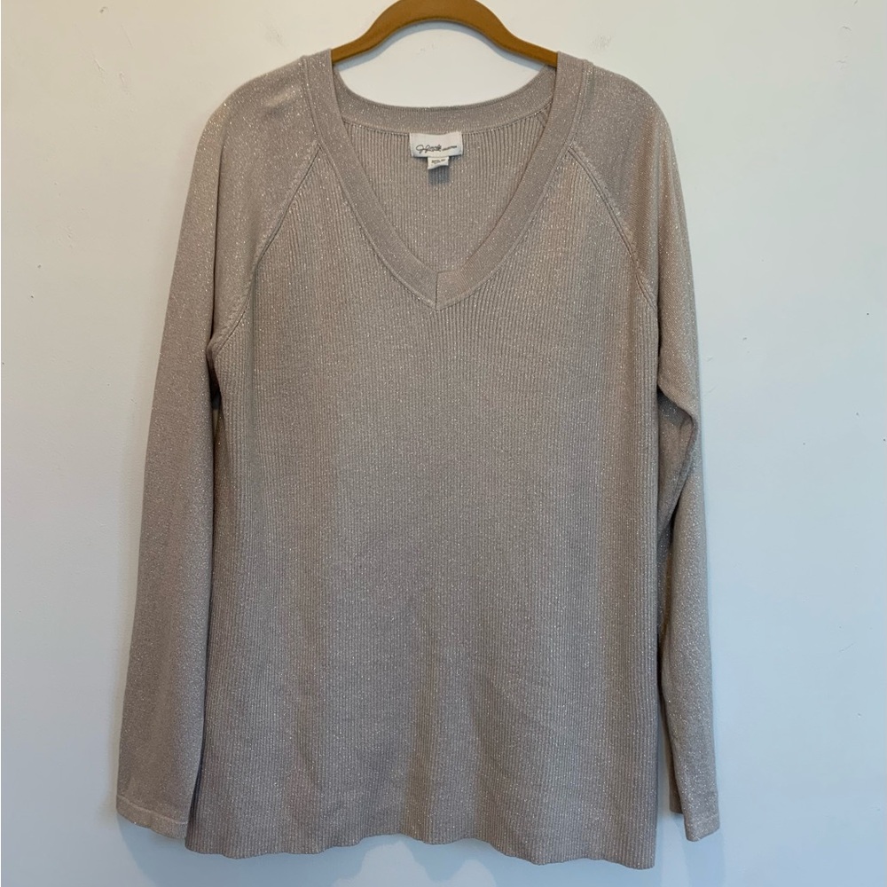 Vintage Jaclyn Smith Metallic Silver Taupe Sweater XXL
